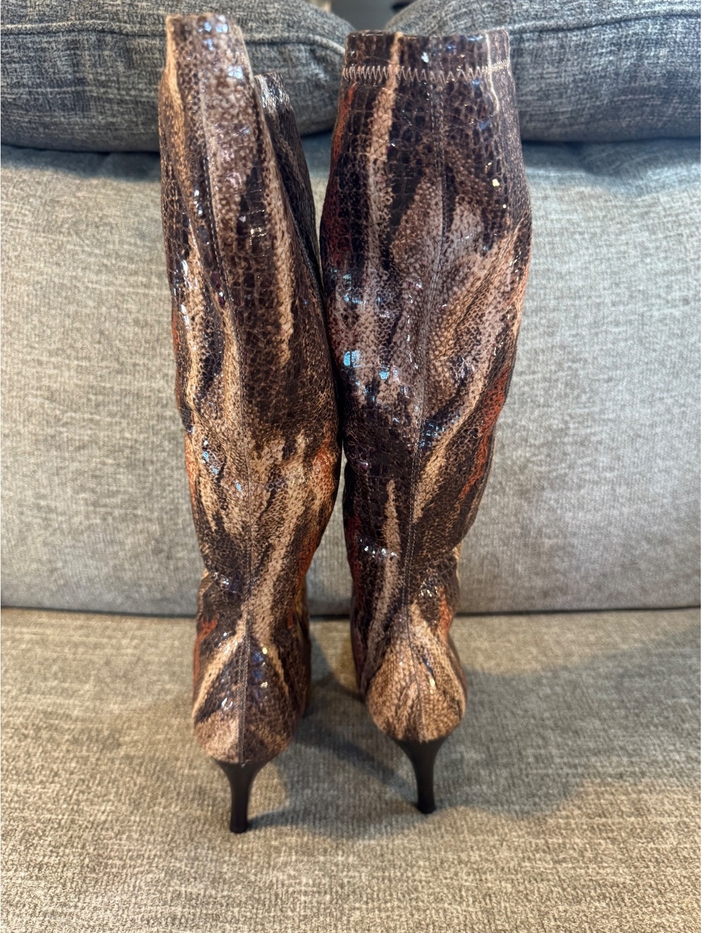 vintage Diba snakeskin stiletto knee high boots Size 6M - Picture 5 of 8
